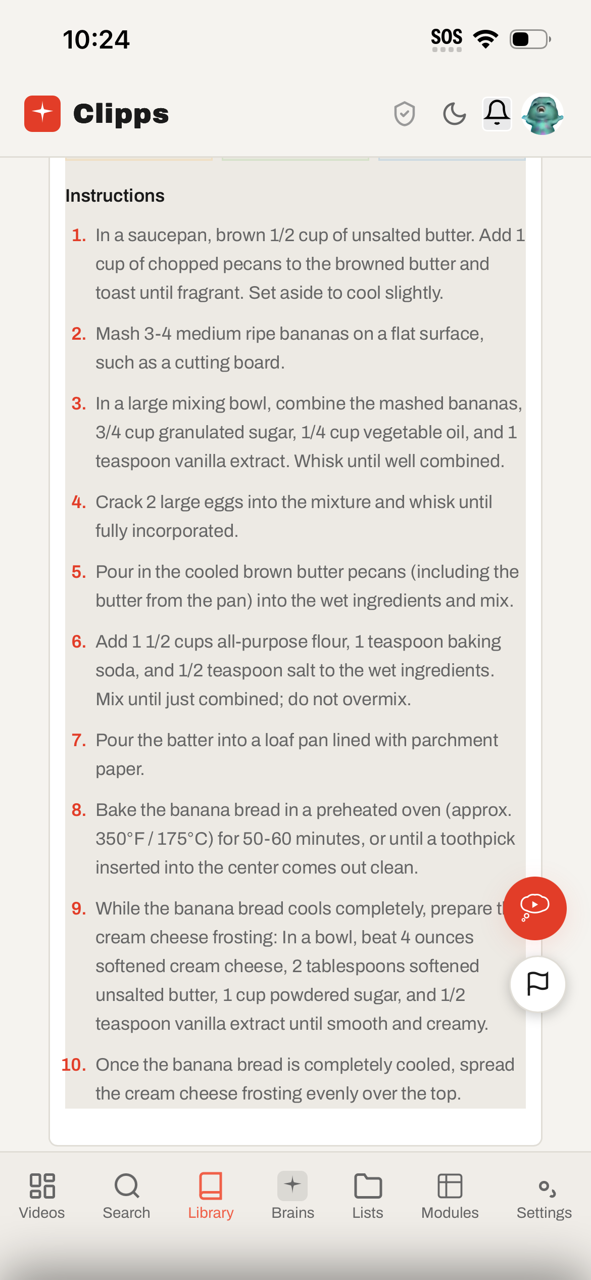 Recipe instructions numbered list